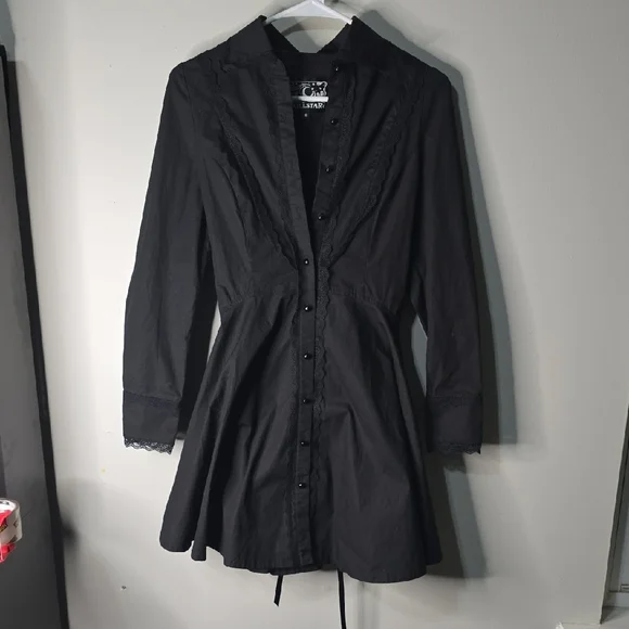 Killstar Gothic Button Down Dress With Lace Accents - Picture 1 of 9